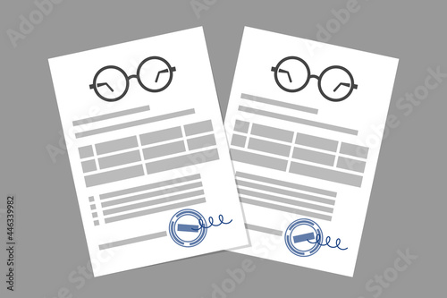 Two glasses prescriptions, concept of complex optical correction