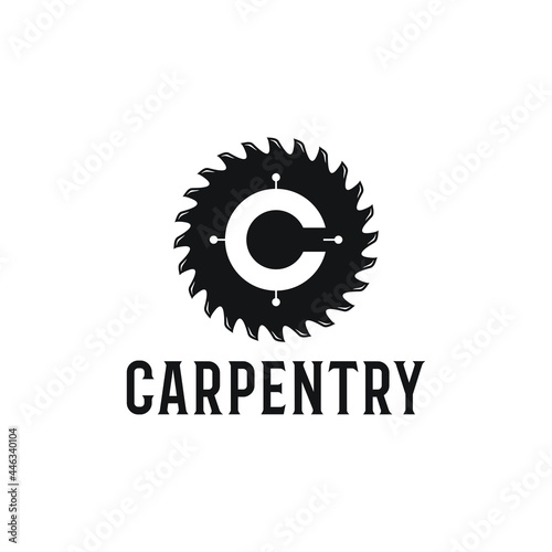 Initial C Grinder for woodworking or carpentry logo design