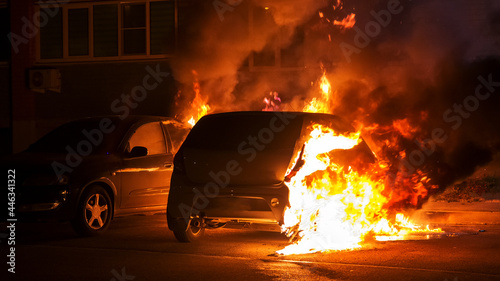 car in flames at night © phantom1311