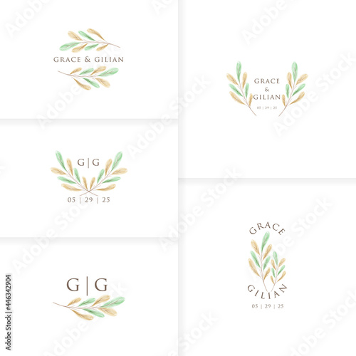 Wallpaper Mural Romantic and beautiful monogram wedding logo template Torontodigital.ca