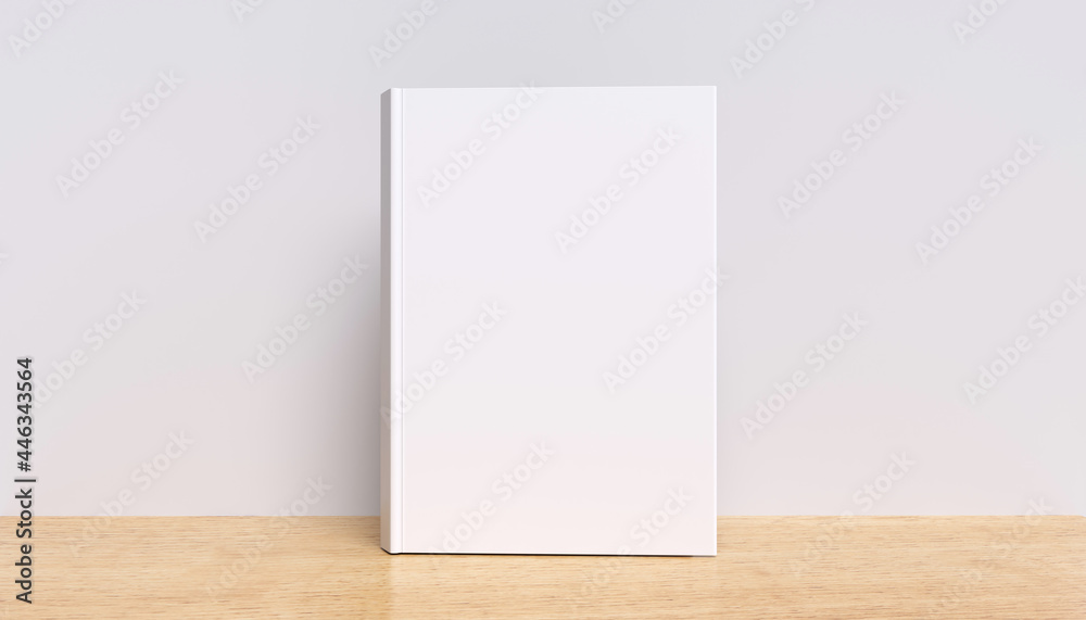 Blank book cover mock up on wood table background. 3d rendering Blank book cover mock up on wood table background. 3d rendering
