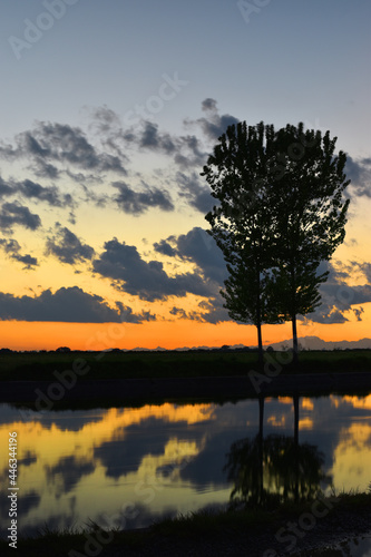 amazing sunset over the river © EcoPim-studio