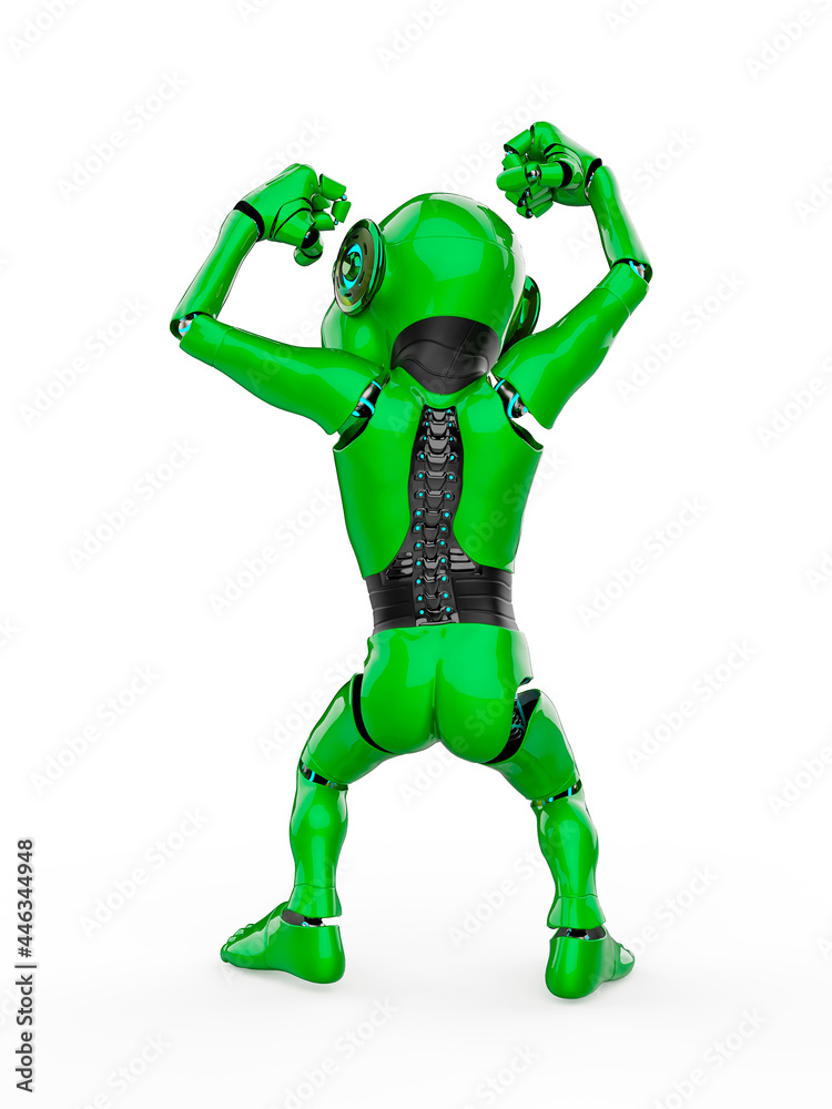 cyber monkey is dancing rear view cyber monkey is dancing rear view