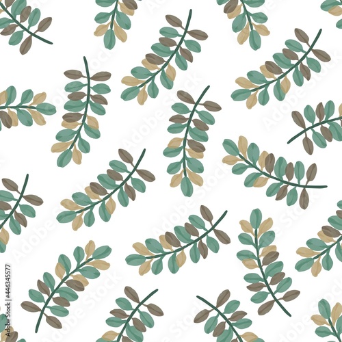 seamless pattern of green and brown leaf for fabric and background design