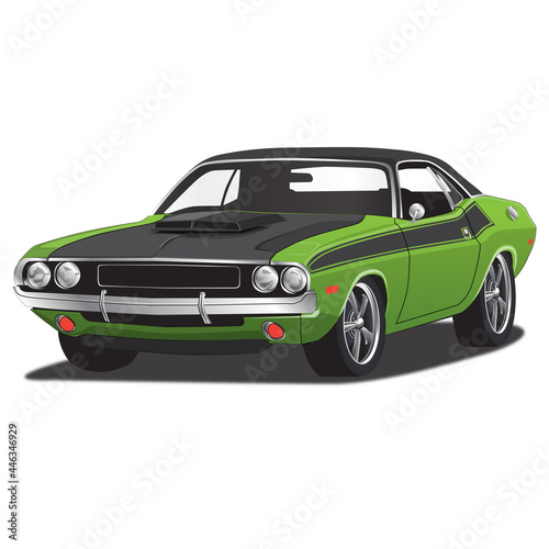 1970's Vintage Vector Muscle Car Illustration
