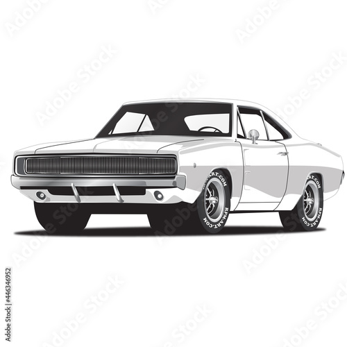 1960 s Vintage Vector Muscle Car Illustration