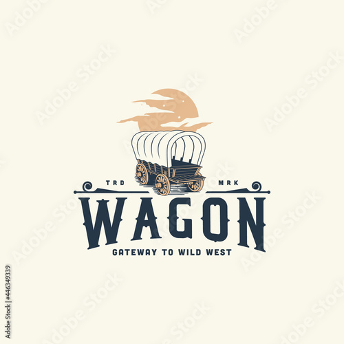 Vintage Wagon Logo  Design Illustration