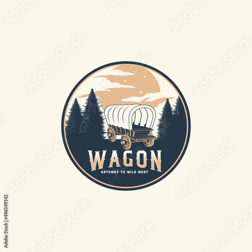 Vintage Wagon Logo  Design Illustration