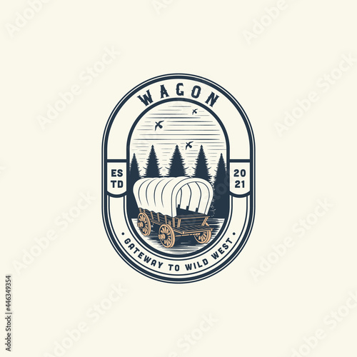 Vintage Wagon Logo  Design Illustration