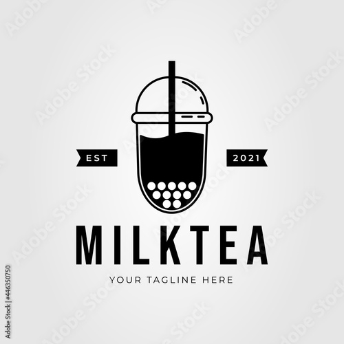 bubble drink and milk tea logo vector illustration design
