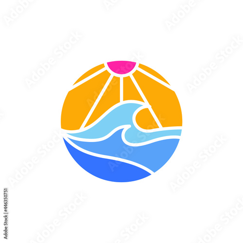 Modern Simple Beach and Wave Logo Icon Vector Design Template Isolated.