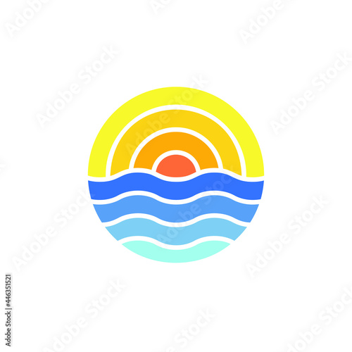 Modern Simple Beach and Wave Logo Icon Vector Design Template Isolated.