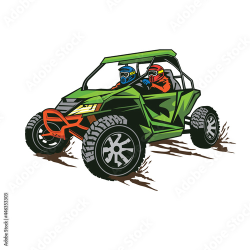 ATV Logo Buggy Racing sport vector illustration, perfect for tshirt, team club logo, merchandise and Buggy Race competition event logo