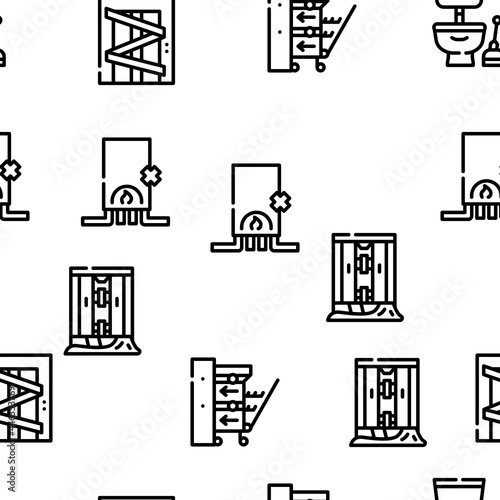 Home Repair Service Vector Seamless Pattern Thin Line Illustration