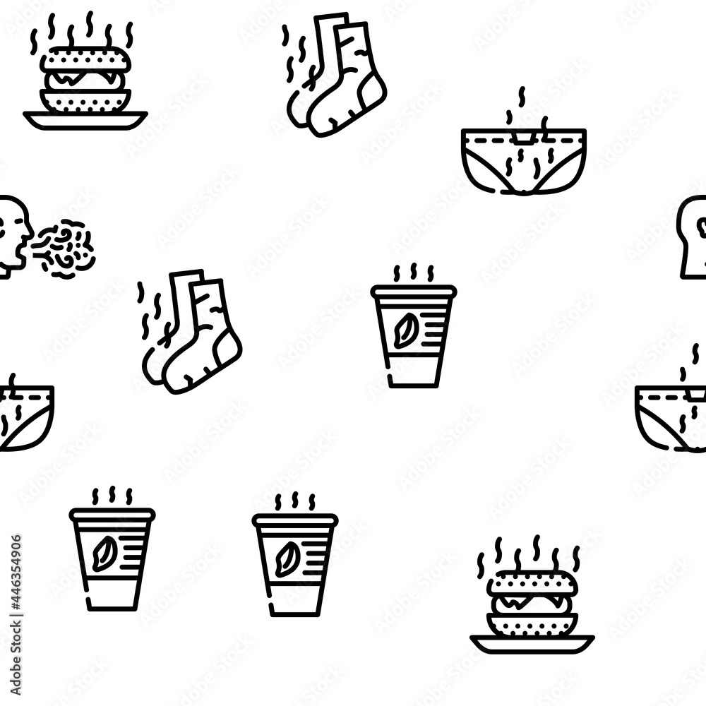 Smell Feel And Sense Vector Seamless Pattern Thin Line Illustration Smell Feel And Sense Vector Seamless Pattern Thin Line Illustration