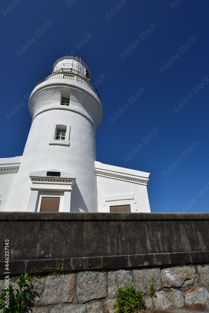 a lighthouse and blue sky in Yakushima, Kagoshima, Japan 