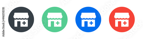 Drugstore, pharmacy, clinic, medical shop icon set. Healthcare concept
