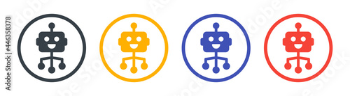 Robot, robotics icon set. Robots engineered or robot assistance symbol.