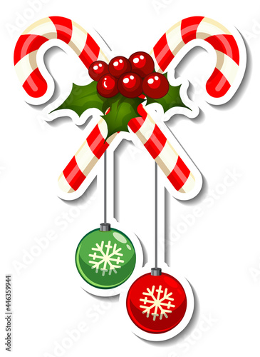 Sticker template with Cross Candy Cane isolated