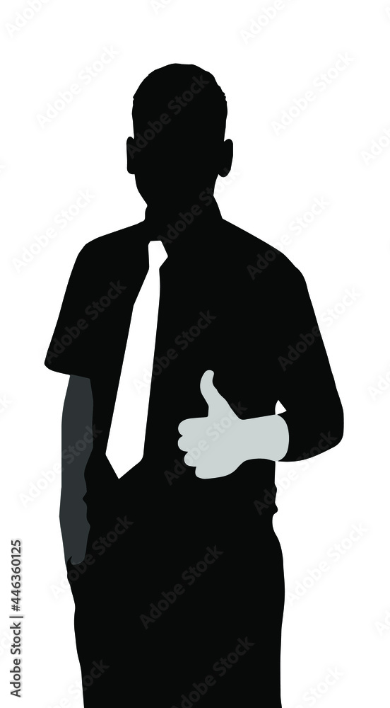 Vector silhouette of a man with a raised thumb.