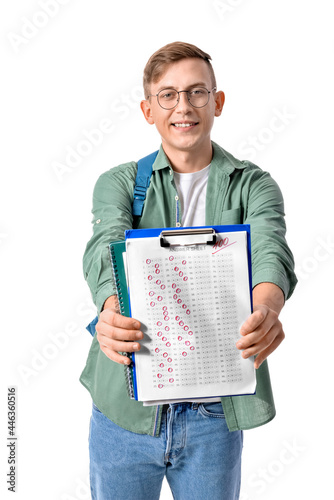 Student with answer sheet f...