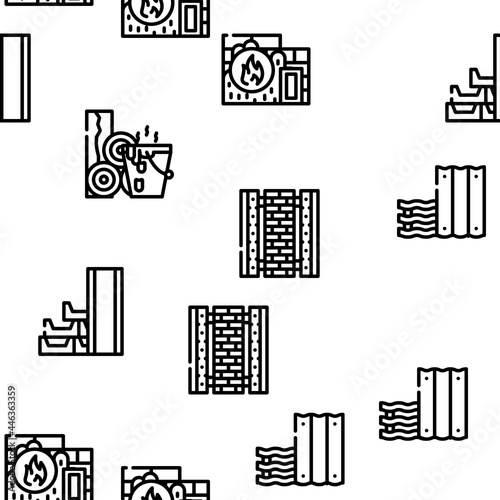 Building Material Vector Seamless Pattern Thin Line Illustration