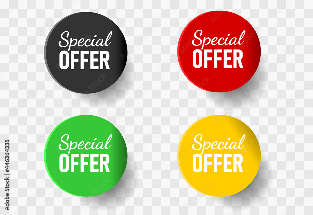 Set of vector special offer labels. Stiker style.