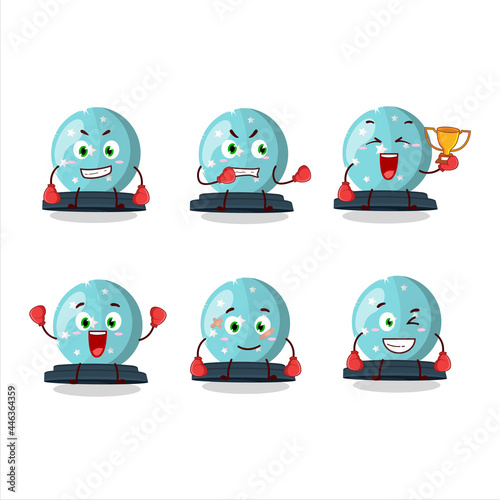 A sporty magic crystal ball boxing athlete cartoon mascot design