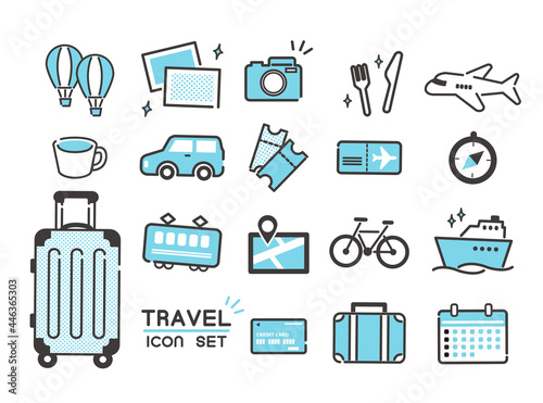 わいいいろいろな旅行のアイコンセット／シンプル／セット