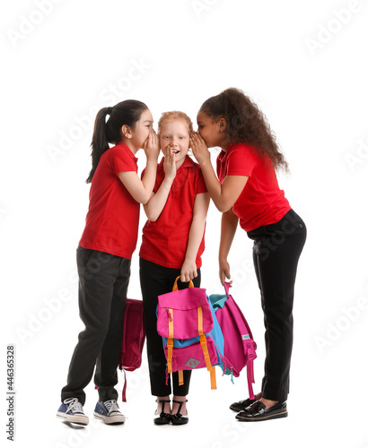 Cute gossiping schoolgirls ...
