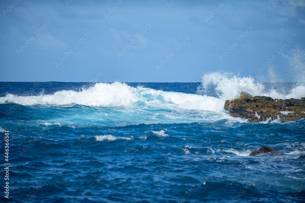 Aerial top view of beautiful sea waves and rocky coast. The concept of calmness on nature. Aerial top view of beautiful sea waves and rocky coast. The concept of calmness on nature.