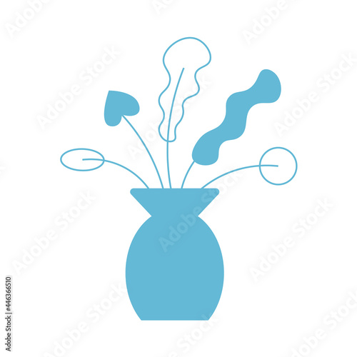 Minimalist Indoor Plant - Amazing flat vector illustration of a blue indoor plant suitable for animation, website, apps, icon, sign, design assets, and illustration in general