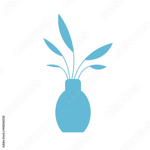 Minimalist Indoor Plant - Amazing flat vector illustration of a blue indoor plant suitable for animation, website, apps, icon, sign, design assets, and illustration in general