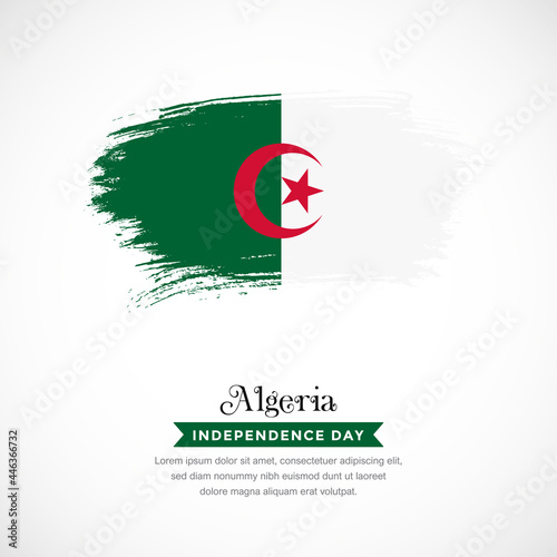 Brush stroke concept for Algeria national flag. Abstract hand drawn texture brush background