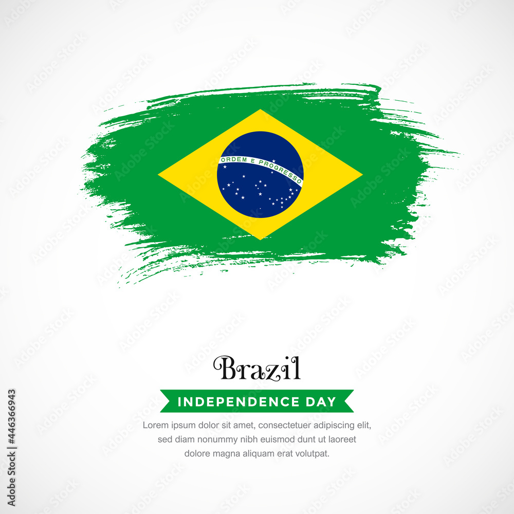 Brush stroke concept for Brazil national flag. Abstract hand drawn texture brush background