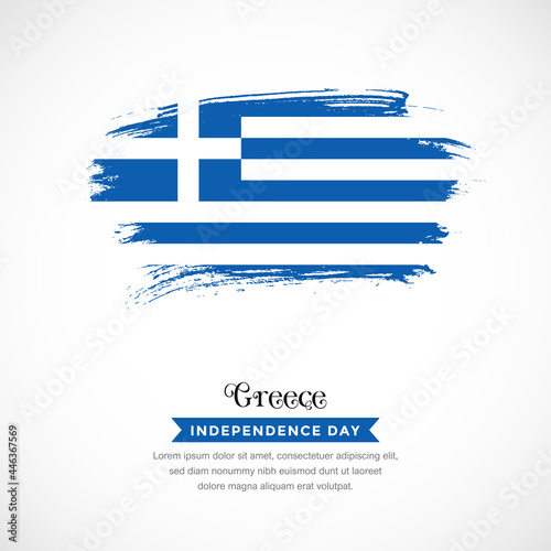 Brush stroke concept for Greece national flag. Abstract hand drawn texture brush background