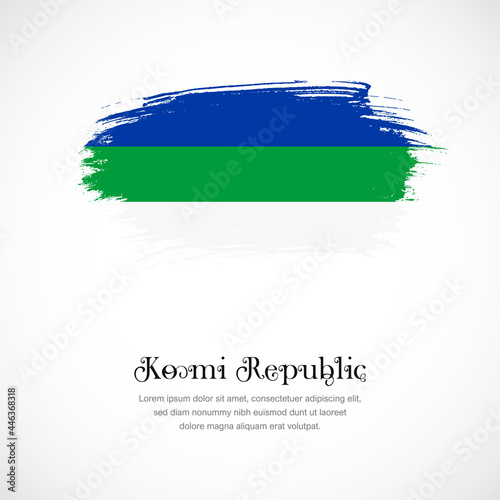 Brush stroke concept for Komi Republic national flag. Abstract hand drawn texture brush background