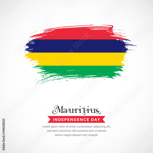 Brush stroke concept for Mauritius national flag. Abstract hand drawn texture brush background