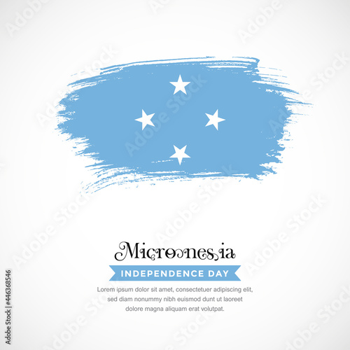 Brush stroke concept for Micronesia national flag. Abstract hand drawn texture brush background