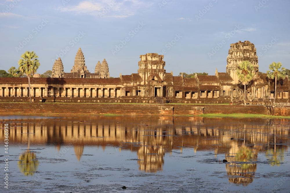 Cambodia. Angkor Wat temple. Western entrance to the Angkor Wat temple. The Hindu temple was built at the beginning of the 12th century, during the reign of Suryavarman II. 