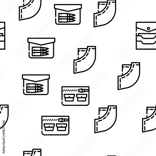 Patch Pocket Clothes Vector Seamless Pattern Thin Line Illustration