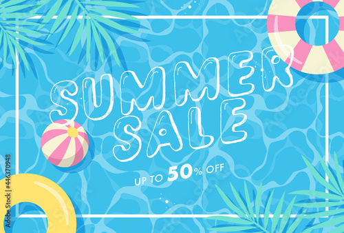 summer vector background with pool illustrations for banners  cards  flyers  social media wallpapers  etc.
