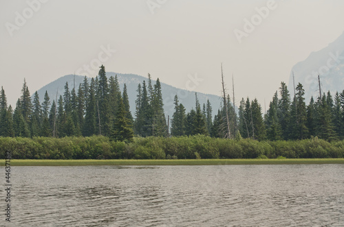 Fototapeta Naklejka Na Ścianę i Meble -  Vermillion Lakes on a Smoky Day