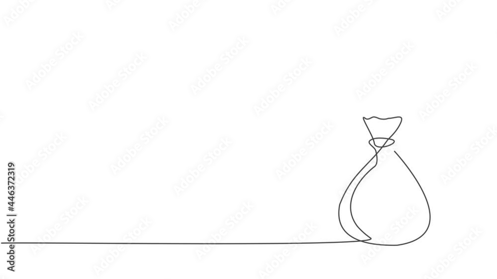 Animated self drawing of single continuous line draw bank money bag on the floor. Minimalism banking economic business object concept. Full length one line animation illustration. Animated self drawing of single continuous line draw bank money bag on the floor. Minimalism banking economic business object concept. Full length one line animation illustration.