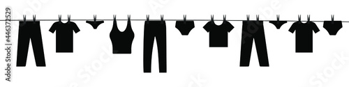 Banner with clothes on the clothesline with clothespins. Do laundry.