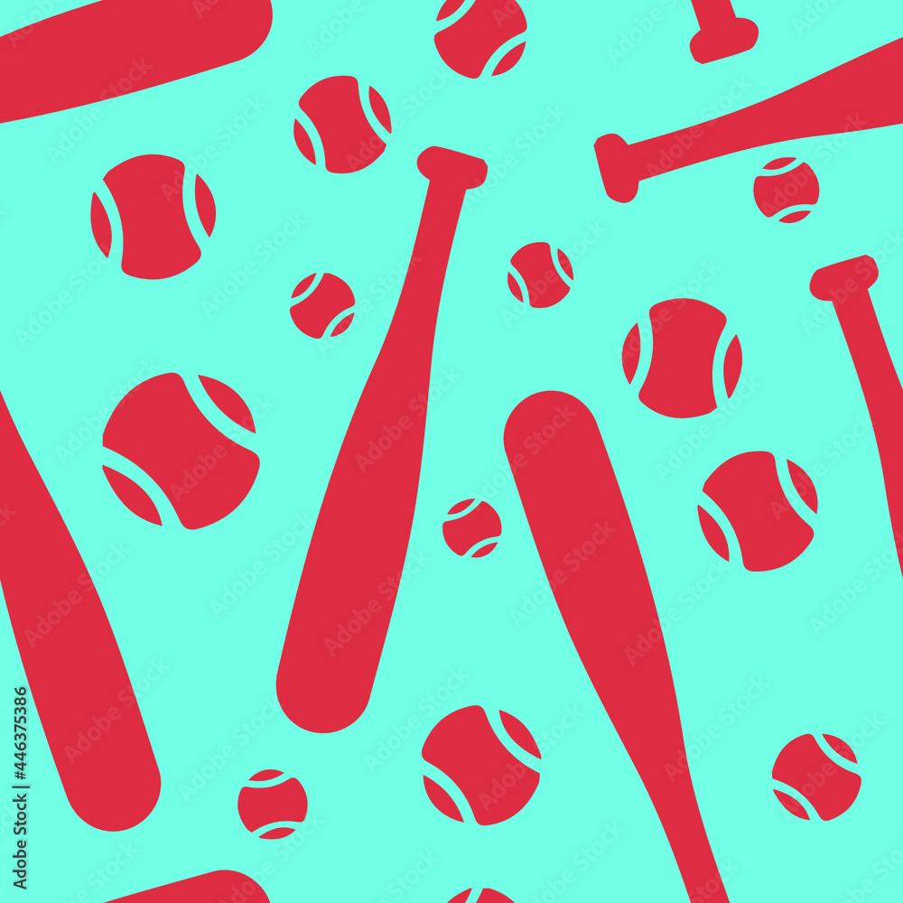 Tile seamless pattern with baseball bat and ball shapes.