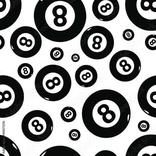 Billiard number 8 ball shape seamless pattern tile.