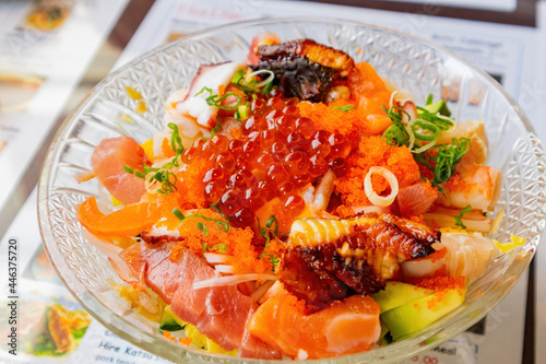 Close up shot of raw Sashimi