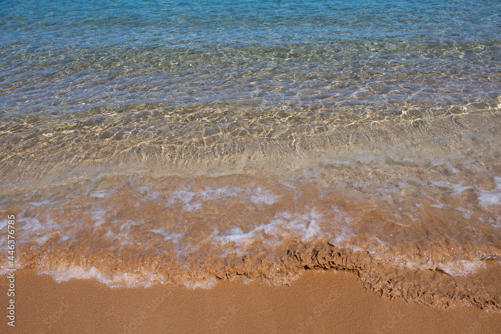Calm sea beach background. Summer tropical beach with sand. Ocean water. Natural seascape. Calm sea beach background. Summer tropical beach with sand. Ocean water. Natural seascape.