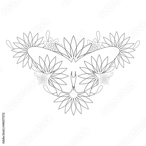 coloring book page. flower petals  flower petals illustration isolated on white background